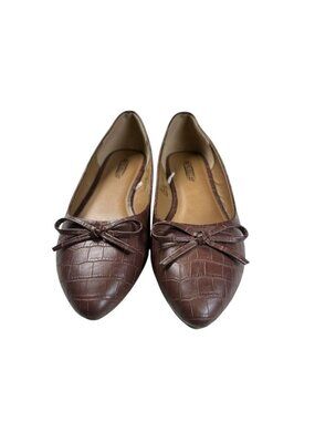 Seychelles Women’s Mia Faux Leather Reptile Brown Bow Pointed Flats Sz 8 M Flats